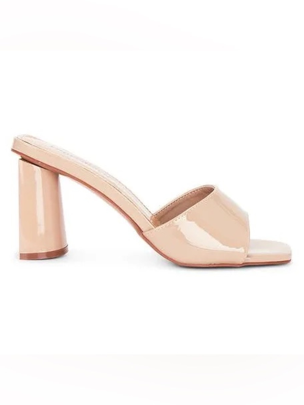 J. Adam’s Patent Leather Nude Block Heel Slide Mules